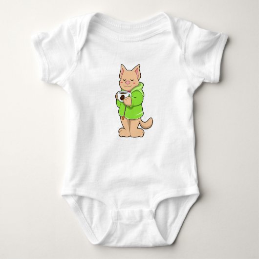 Katze mit Tasse Kaffee & Pajamas Baby Strampler (Vorderseite)