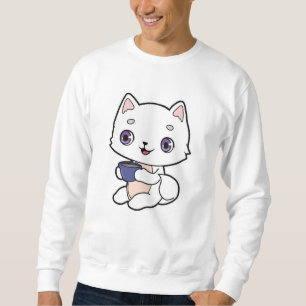 Katze mit Tasse Kaffee Sweatshirt