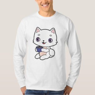 Katze mit Tasse Kaffee T-Shirt