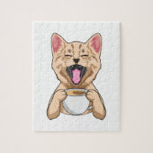 Katze mit Tasse Puzzle aus Kaffeepause (Vertikal)