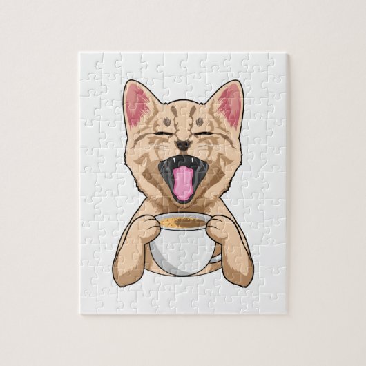 Katze mit Tasse Puzzle aus Kaffeepause (Vertikal)