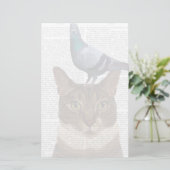 Katze mit Taube auf Kopf Briefpapier (Stehend Vorderseite)