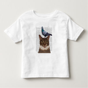 Katze mit Taube auf Kopf Kleinkind T-shirt