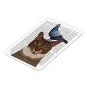 Katze mit Taube auf Kopf Magnet (Linke Seite)
