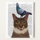 Katze mit Taube auf Kopf Planer (Rückseite)