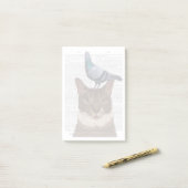 Katze mit Taube auf Kopf Post-it Klebezettel (Auf Schreibtisch)