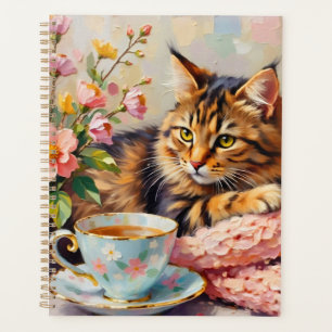 Katze mit Tee-Cup Planer