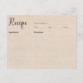 Katze mit Tee-Rezept-Karte Postkarte (Rückseite)