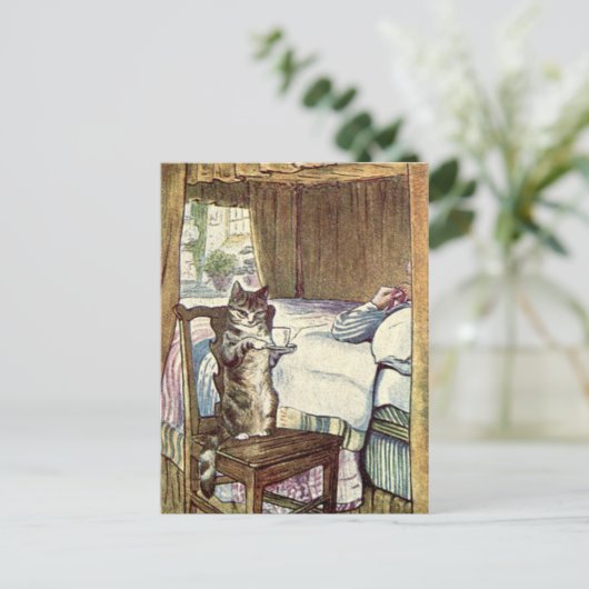 Katze mit Tee-Rezept-Karte Postkarte (Stehend Vorderseite)