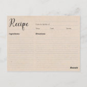 Katze mit Tee-Rezept-Karte Postkarte (Rückseite)