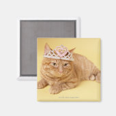 Katze mit Tiara Magnet (Vorderseite/Rückseite)