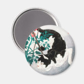 Katze mit Tomato-Pflanze (1931) von Hiroaki Takaha Magnet (Vorderseite/Rückseite)