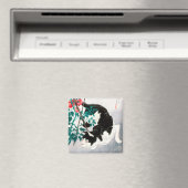 Katze mit Tomato-Pflanze (1931) von Hiroaki Takaha Magnet (In Situ (Geschirrspüler))
