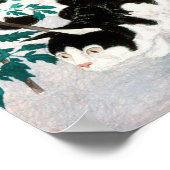 Katze mit Tomato-Pflanze (1931) von Hiroaki Takaha Poster (Ecke)