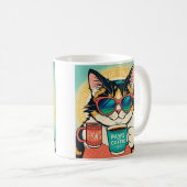 Katze mit überdimensionaler Sonnenbrille und einem Kaffeetasse (VorderseiteRechts)