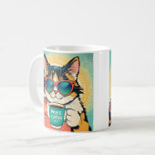 Katze mit überdimensionaler Sonnenbrille und einem Kaffeetasse (Vorderseite Links)