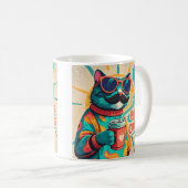 Katze mit überdimensionaler Sonnenbrille und einem Kaffeetasse (VorderseiteRechts)