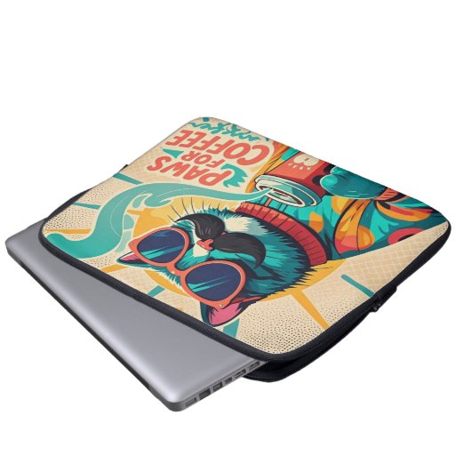 Katze mit überdimensionaler Sonnenbrille und einem Laptopschutzhülle (Vorne Knopf)