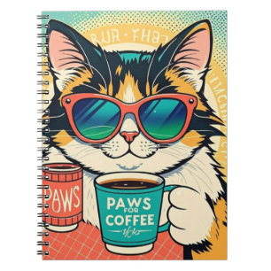 Katze mit überdimensionaler Sonnenbrille und einem Notizblock