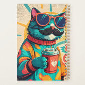 Katze mit überdimensionaler Sonnenbrille und einem Planer (Rückseite)