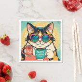 Katze mit überdimensionaler Sonnenbrille und einem Serviette (Beispiel)