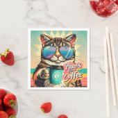 Katze mit übergroßer Sonnenbrille und Kaffee Serviette (Beispiel)