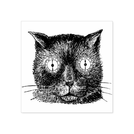 Katze mit Uhren Gummistempel (Prägung)