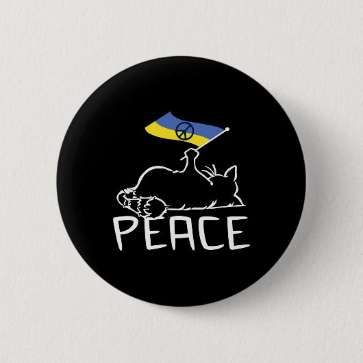 Katze mit Ukraine-Flagge Button (Vorderseite)