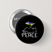Katze mit Ukraine-Flagge Button (Vorne & Hinten)