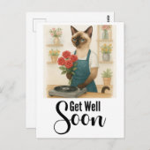 Katze mit vielen Blume bald gut werden Postkarte (Vorne/Hinten)