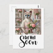 Katze mit vielen Blume bald gut werden Postkarte (Vorne/Hinten)