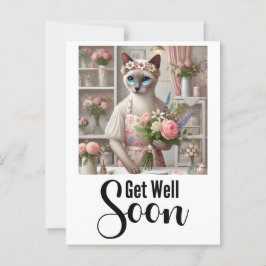 Katze mit vielen Blume bald gut werden Postkarte