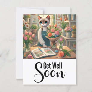 Katze mit vielen Blume bald gut werden Postkarte