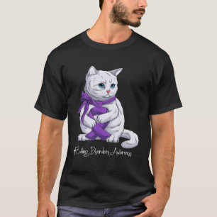 Katze mit violetter Schleife zum Monat der Aufklär T-Shirt