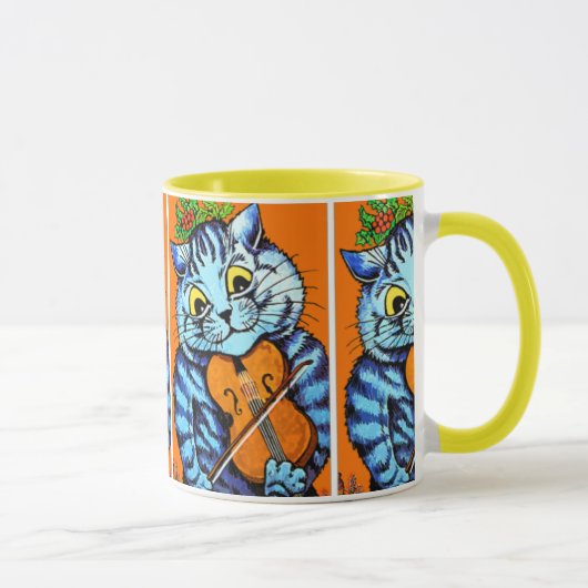 Katze mit Violine von Louis Wain Cup Tasse (Rechts)