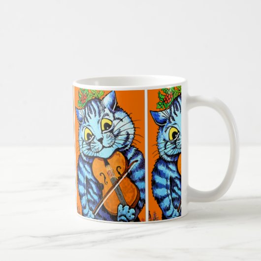 Katze mit Violine von Louis Wain Cup Tasse (Rechts)