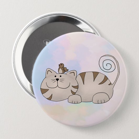 Katze mit Vogel Button (Vorne & Hinten)
