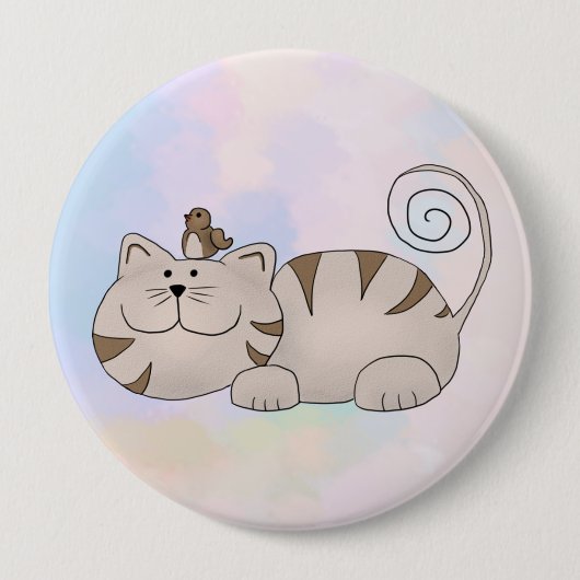 Katze mit Vogel Button (Vorderseite)