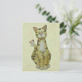 Katze mit Vogel Postkarte (Stehend Vorderseite)