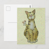 Katze mit Vogel Postkarte (Vorne/Hinten)