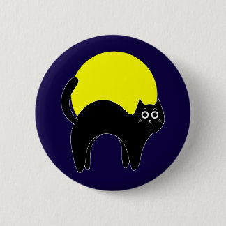 Katze mit Vollmond Halloween Knopf Button