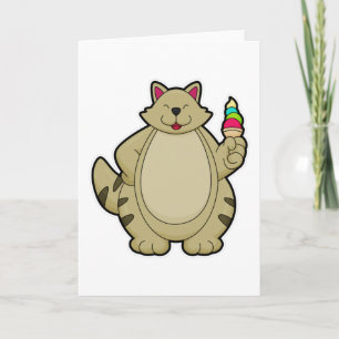 Katze mit Waffeleis Karte