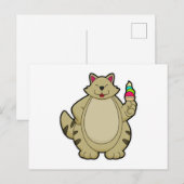 Katze mit Waffeleis Postkarte (Vorne/Hinten)