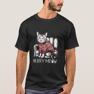 Katze mit Weihnachts-Jumper T-Shirt
