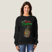 Katze mit Weihnachtsbaumhut für Katze Sweatshirt (Vorne ganz)