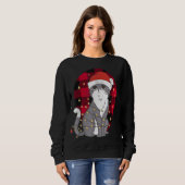 Katze mit Weihnachtsbaumleuchten, Buffalo Karierte Sweatshirt (Vorne ganz)