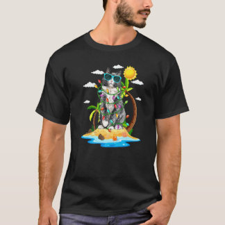 Katze Mit Weihnachtsbeleuchtung Sommer Stimmung We T-Shirt