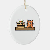 Katze mit Weihnachtskuchen Keramik Ornament (Rechts)