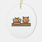 Katze mit Weihnachtskuchen Keramik Ornament (Links)