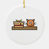 Katze mit Weihnachtskuchen Keramik Ornament (Hinten)